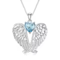 TOUPOP Sterling Silver Birthstone Angel Wings Necklace Pendant Gift-0-0
