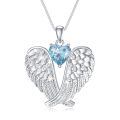 TOUPOP Sterling Silver Birthstone Angel Wings Necklace Pendant Gift-0-0