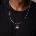 wholesale 925 Sterling Silver Black & Gold Star of David Pendant for Men's Jewelry Necklaces-0-3
