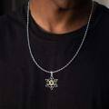 wholesale 925 Sterling Silver Black & Gold Star of David Pendant for Men's Jewelry Necklaces-0-3