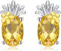 wholesale 925 Sterling Silver Pineapple Citrine Stud Earrings for Women-0-0