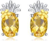 wholesale 925 Sterling Silver Pineapple Citrine Stud Earrings for Women-Pineapple