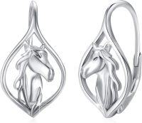 wholesale 925 Sterling Silver Hypoallergenic Cute Horse Head Drop Earrings for Women-Horse Hoop Earrings #3