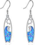 wholesale 925 Sterling Silver Blue Fire Opal Wave Ocean Animal Dangle Drop Earrings - Summer Beach Holiday s for Women-0-0