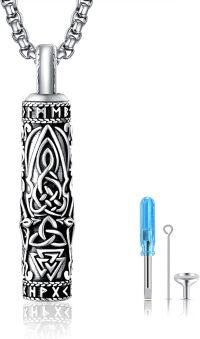 wholesale 925 Sterling Silver Viking Norse Urn Cremation Pendant with Valknut and Tree of Life Odin Amulet Ash Keepsake Jewelry for Men & Women -Viking Raven Norse Urn Cremation Necklace
