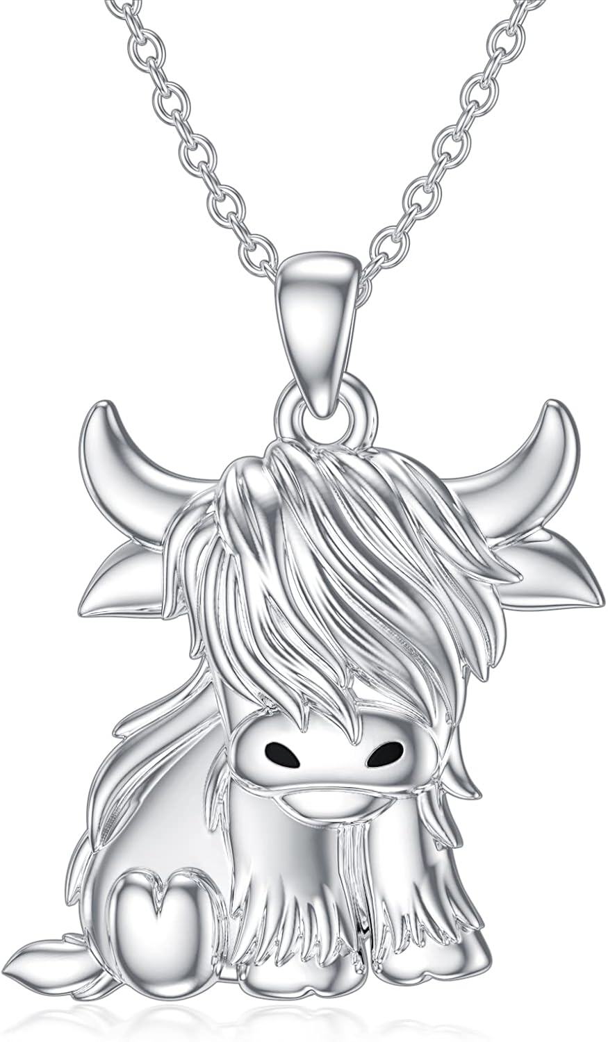 Sterling Silver Highland Cow Birthstone Necklace Jewelry Gifts for Women Girls-0-1-Silver(Small)-0-1-Silver(Small)-0-1-Silver(Medium)-0-1-Silver(Medium)
