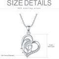 wholesale 925 Sterling Silver Mother Daughter Heart Locket with Cubic Zirconia - 48cm Chain Length-0-4