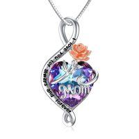 TOUPOP Sterling Silver & Crystal Mom Necklace 'I Love You For Always And Forever'-undefined