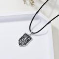 wholesale 925 Sterling Silver Saint Christopher Shield Pendant with Black Cord Chain - Religious  for Men & Women-0-2