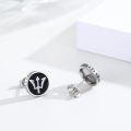 wholesale 925 Sterling Silver & Black Stone Viking Rune Poseidon Trident Stud Earrings 10mm-0-1