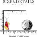 wholesale 925 Sterling Silver Red Enamel Cardinal Pendant with Yellow Flowers and Cubic Zirconia Stones Necklaces for Women-0-2