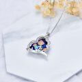 wholesale 925 Sterling Silver Mushroom Blue Crystal Pendant Necklace-0-3