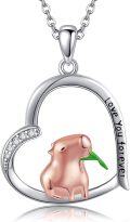 wholesale 925 Sterling Silver 925 Cute Pig Heart Pendant Necklace  for Women Valentine's Day Christmas Gifts-0-0