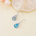 wholesale 925 Sterling Silver Teardrop Blue Enamel Flower Drop Earrings with Celtic Knot and Turquoise Accents-0-2