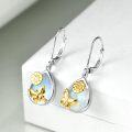 wholesale 925 Sterling Silver Opal Butterfly Flower Teardrop Dangle Earrings for Women Girls-0-3