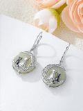 wholesale 14K Gold Plated Sterling Silver Round Natural Jade Earrings for Women-0-4