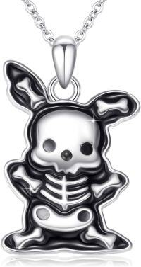 wholesale 925 Sterling Silver Halloween Ghost Skull Cat Skeleton Charm Necklace-Bunny
