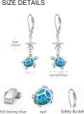 wholesale 925 Sterling Silver Blue Fire Opal Sea Turtle & Starfish Leverback Drop Earrings Ocean Inspired Jewelry for Women-0-4