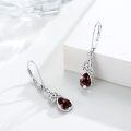 wholesale 925 Sterling Silver Tear Drop Garnet and Trinity Knot Dangle Earrings for Women-0-3