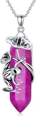 wholesale  Sterling Silver Quartz Frog Pendant Necklace Gift for Women Mom -0-36
