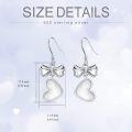 wholesale TOUPOP Bow Knot Heart Dangle Earrings For Women S925 Sterling Silver Dainty Butterfly Bow Drop Earrings Birthday Jewelry Gifts For Sister Friend Mom -0-1