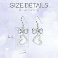 TOUPOP Sterling Silver Butterfly Bow Knot Heart Dangle Earrings-0-1