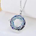 wholesale 925 Sterling Silver Metal Crystal Animal Pendant Necklace - Blue Stone Circle Design with Dragon Motif-0-1