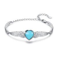wholesale 925 Sterling Silver Birthstone Angel Wings Heart Bracelet for Women Mother s Day Gift-December