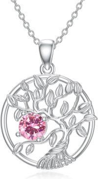 wholesale  Sterling Silver Tree of Life Birthstone Necklace for Women Gift -10-October