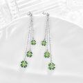 wholesale 925 Sterling Silver Green Enamel Four-Leaf Clover Drop Dangle Stud Earrings for Women St Patrick's Day -0-1