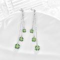 wholesale 925 Sterling Silver Green Enamel Four-Leaf Clover Drop Dangle Stud Earrings for Women St Patrick's Day -0-1