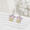 wholesale 925 Sterling Silver Sunflower Angel Leverback Earrings with Pink Wings and Crystal Centerpiece-0-4