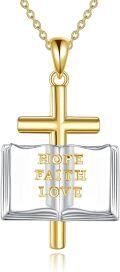 wholesale 925 Sterling Silver Book-Shaped Hope Faith Love Cross Pendant Necklace-0-0