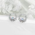 wholesale 925 Sterling Silver Moonstone Lotus Flower Hoop Earrings Oxidized Vintage Women Jewelry-0-2