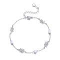 wholesale 925 Sterling Silver Blue Turquoise & Black Pearl Opal Leaves Charm Bracelet s for Women-0-5