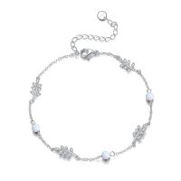 wholesale 925 Sterling Silver Blue Turquoise & Black Pearl Opal Leaves Charm Bracelet s for Women-white opal