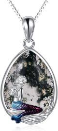 wholesale 925 Sterling Silver Rainbow Abalone Shell Mermaid Pendant Necklace for Women Girls-0-0