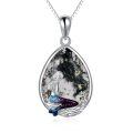 wholesale 925 Sterling Silver Natural Moonstone Mermaid Teardrop Pendant Necklace for Women Girls-0-0