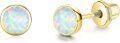 wholesale 925 Sterling Silver 4mm Round Simulated Opal Screw-Back Stud Earrings for Women-0-6