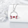 wholesale 925 Sterling Silver Headphone & Heartbeat Music Lover's Gift Necklace-0-1