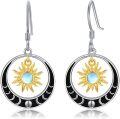 wholesale 925 Sterling Silver Sun and Moon Drop Earrings with Opalite Stone-0-0