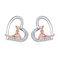 wholesale 925 Sterling Silver Sports Basketball Player Heart Stud Earrings s for Women-Yoga