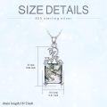 wholesale 925 Sterling Silver Square Green Moss Agate Pendant with Vine Design Chain Length: Adjustable from 46cm to 79cm (18-31 inches)-0-4