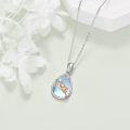 wholesale 925 Sterling Silver Elephant Moonstone Teardrop Pendant Necklace for Women Girls  48cm Chain Length-0-3