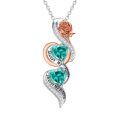 TOUPOP Sterling Silver Zircon Rose Flower Birthstone Necklace For Sisters-0-0