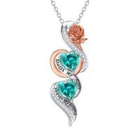 TOUPOP Sterling Silver Zircon Rose Flower Birthstone Necklace For Sisters-undefined