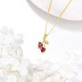 wholesale 925 Sterling Silver Heart-Shaped Red Crystal Leaf Charm Pendant Necklaces for Women Gifts-0-4