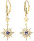 wholesale 925 Sterling Silver Gold-Plated Moonstone & Opal Starburst Leverback Drop Earrings-0-84