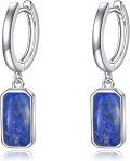 wholesale 925 Sterling Silver Green Jade Rectangle Drop Huggie Hoop Earrings-0-18