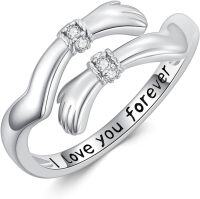 wholesale 925 Sterling Silver Hug Adjustable Rings for Women-Style 1-I love you forever